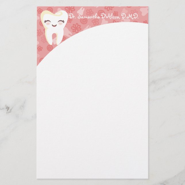 Papelaria Dente Cóctil - Papel de Carta Personalizado Rosa (Frente)