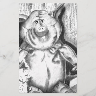 Papelaria Desenho a Carvão de Animal Empalhado de Porco