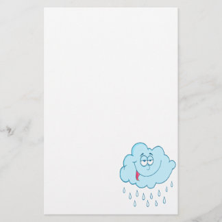 Papelaria desenho animado em nuvem de chuva feliz bobo