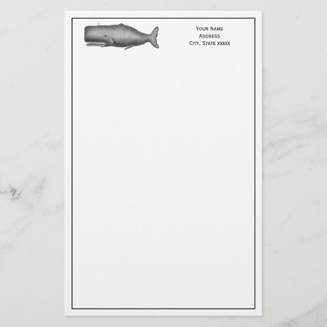 Papelaria Desenho de baleia do século XIX (Frente)