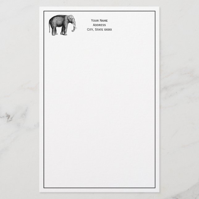 Papelaria Desenho de elefante de vinheta (Frente)