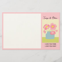 Desenho de flor rosa e azul
