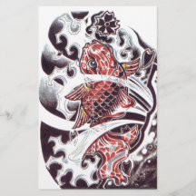 Desenho de Tatuagem Koi Vermelho