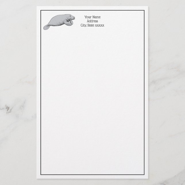Papelaria Desenho do Vintage Manatee (Frente)