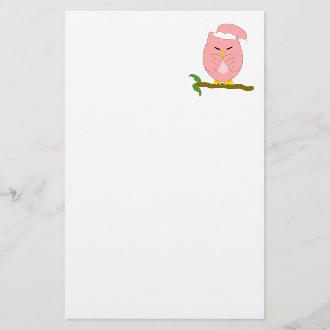 Papelaria Design da Coruja Noturna Rosa (Frente)