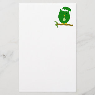 Papelaria Design da Coruja Noturna Verde