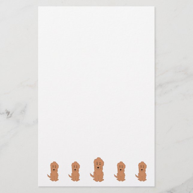Papelaria Design de cachorro Goldendoodle Vermelho (Frente)