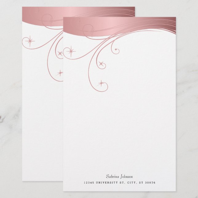 Papelaria Design de Escala Superior do Rosa Blush (Frente/Verso)