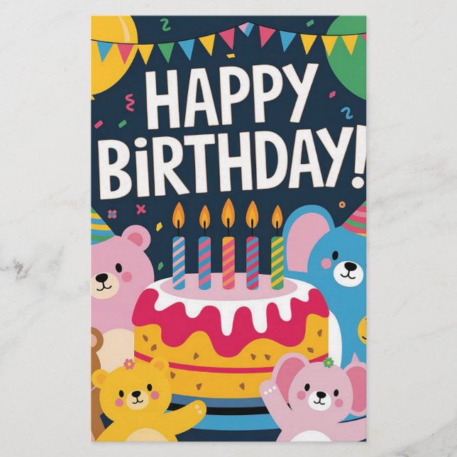 Papelaria Design de Festa de aniversário de animais para cri (Frente)