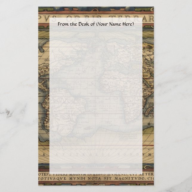 Papelaria Design do Atlas Histórico do Mapa do Mundo de Vint (Frente)