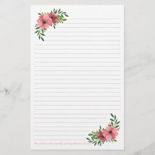Papelaria Design floral cor-de-rosa da aguarela