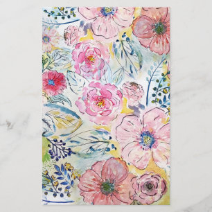 Papelaria Design floral de tinta de mão aquosa