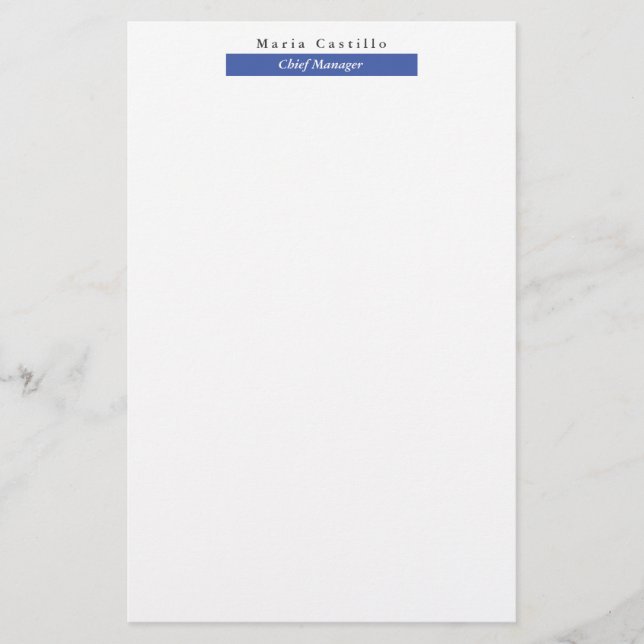 Papelaria Design Minimalista Azul Branco Simples (Frente)