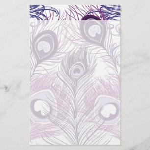 Papelaria Design roxo bonito elegante das penas do pavão
