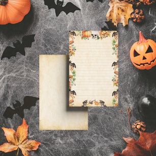 Papelaria Dia das Bruxas Botânicas com Morcegos e Pumpkins V
