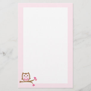 Papelaria Dia de os namorados rosa coruja