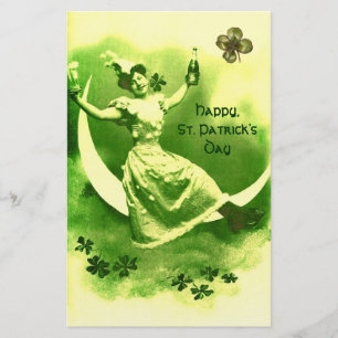 PAPELARIA DIA DE SÃO PATRÍCIO MOON LADY COM SHAMROCKS