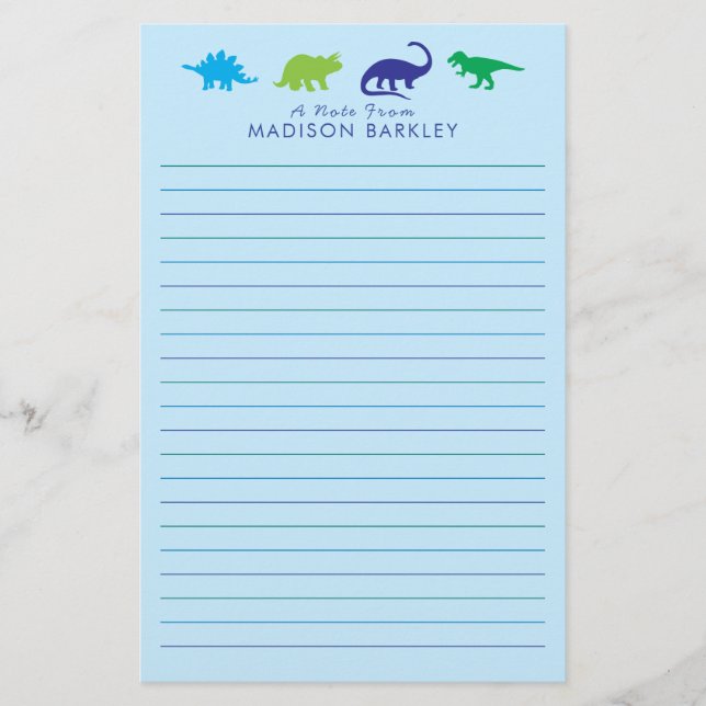 Papelaria Dino do Garoto Azul Dinossauro Bonito (Frente)