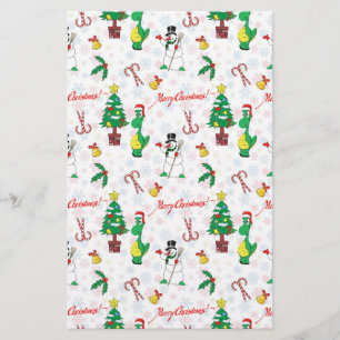 Papelaria dinossauro de Natal e boneco de neve