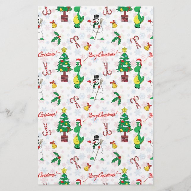 Papelaria dinossauro de Natal e boneco de neve (Frente)