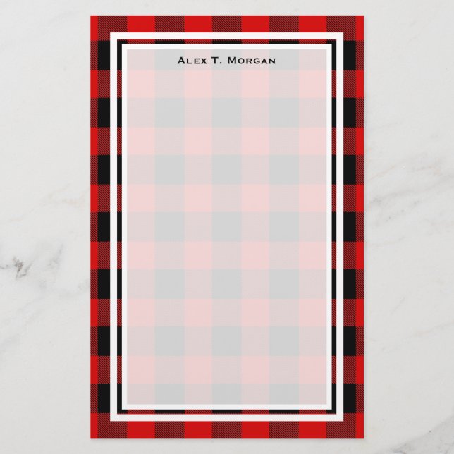 Papelaria DIY BG Xadrez Buffalo Tartan Preto Vermelho #2 (Frente)