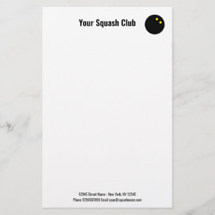 Papelaria do clube de squash com logotipo de bola 