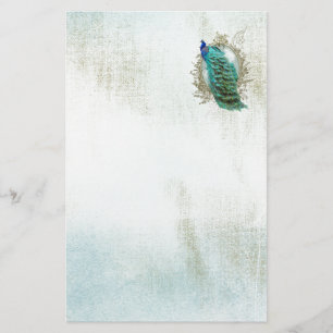 Papelaria do vintage bonito de turquesa do pavão pássaro