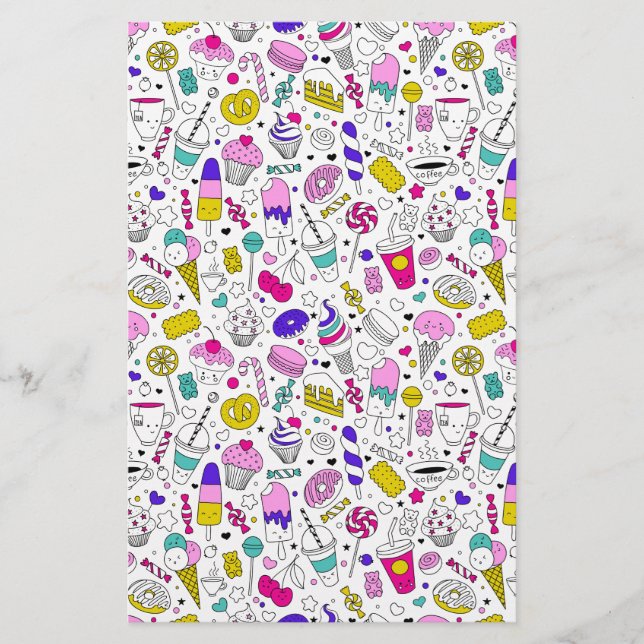 Papelaria Doce Doce Padrão Colorido (Frente)