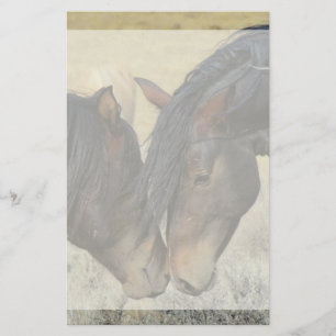 Papelaria Dois Cavalos Selvagens Marrons Nuzzling