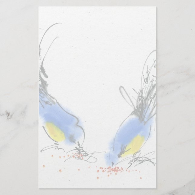 Papelaria Dois titmouses pequenos que pecking a grão. (Frente)