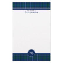 Douglas Clan Dark Blue Modern Tartan Monograma
