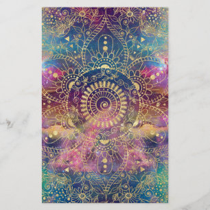 Papelaria Dourada aquarela e nebula mandala