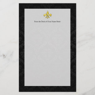 Papelaria Dourado Damask Fleur de Lis