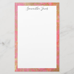 Papelaria Dourado mármore rosa-rosa-rosa   Personalizado