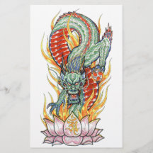 Dragão Japonês e Flor de Lótus
