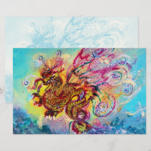 Papelaria DRAGÃO MARÍTIMO ENTRE ONDAS Fantasia Rosa Azul