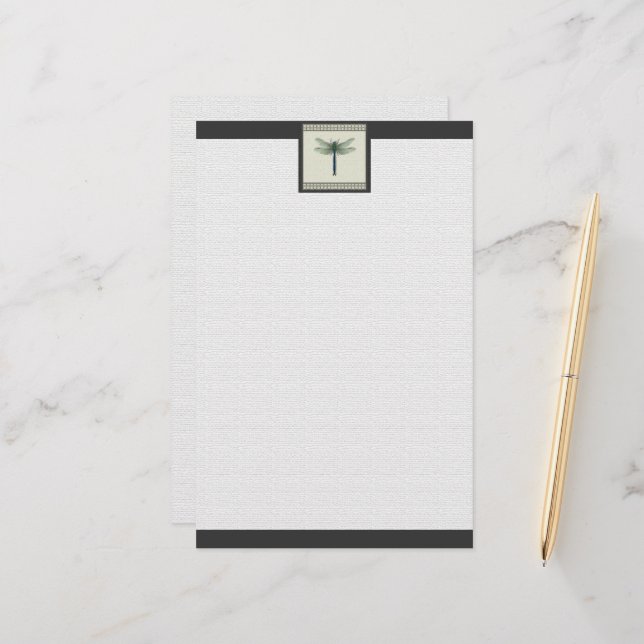 Papelaria Dragonfly Azul Elegante (Frente/Verso In Situ)