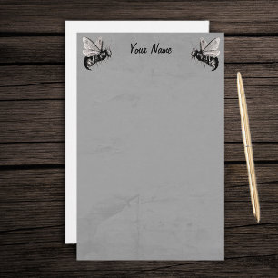 Papelaria Duas Ilustrações de Abelhas Góticas com Asas Cr