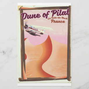Papelaria Duna de Pilat, cartaz de viagem vintage da França.