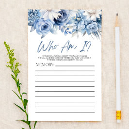 Papelaria Dusty Blue Floral Quem Sou Eu Jogo Chá de panela