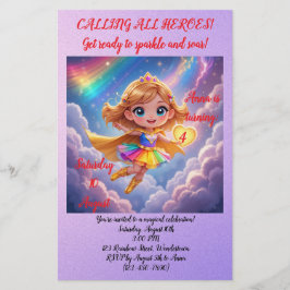 Papelaria Editable Birthday Invitation – Superheroine Theme
