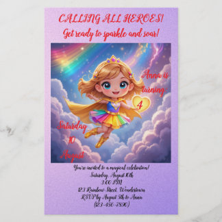Papelaria Editable Birthday Invitation – Superheroine Theme