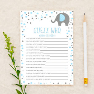 Papelaria Elefante Azul Adivinha Quem Joga O Chá de fraldas