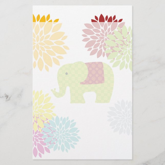 Papelaria Elefante colorido bonito flower power do Hippie (Frente)