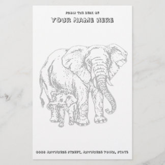 Papelaria Elefante e papel de carta para bebês