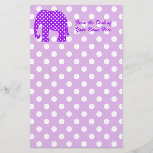 Papelaria Elefante roxo e branco das bolinhas