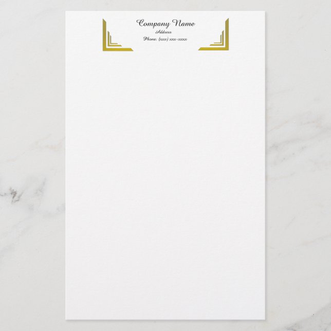 Papelaria Elegant Gold Corner Border Professional Stationery (Frente)