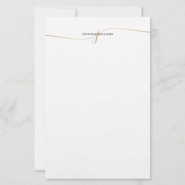 Papelaria Elegant Minimalist Gold Script Monogram (Frente)