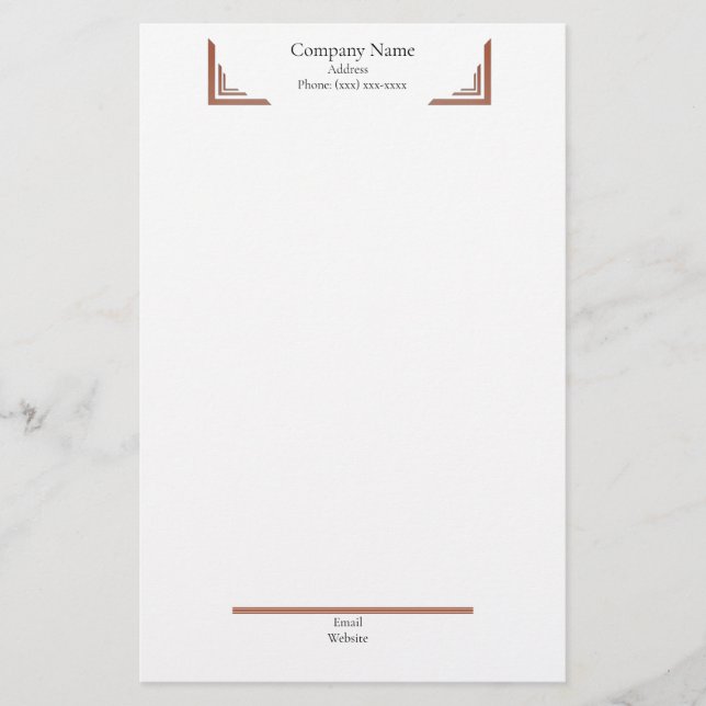 Papelaria Elegant Terracotta Corner— with Footer Stationery (Frente)