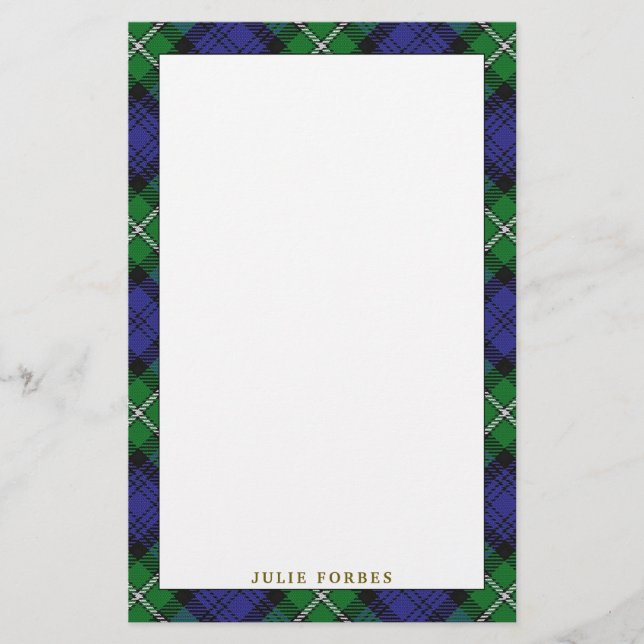 Papelaria Elegante Clan Forbes Xadrez Tartan (Frente)